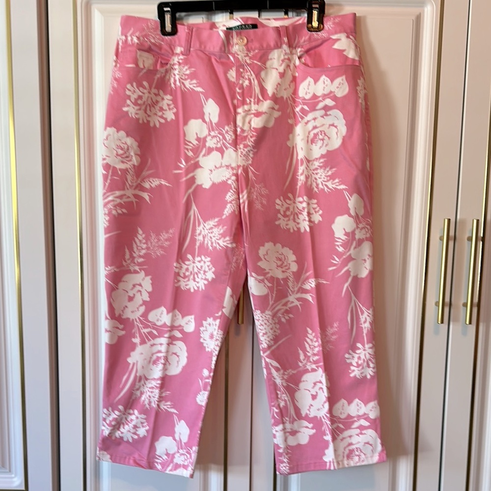 Pink Floral Capri Pants